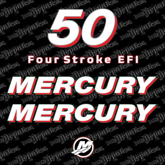Mercury 50 Four stroke EFI outboard (2006-2012) decal aufkleber sticker set replacement decal set