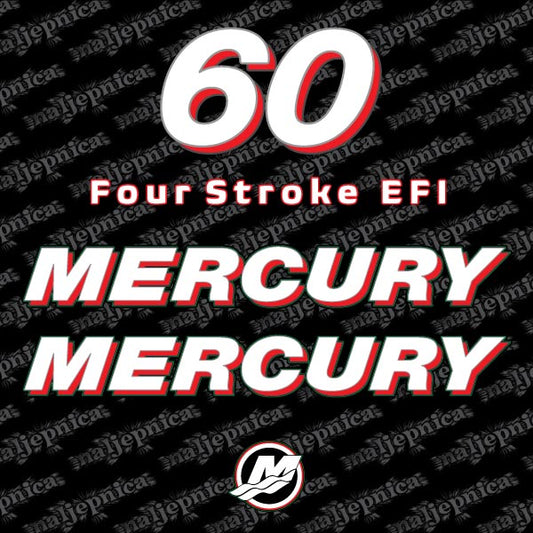 Mercury 60 Four stroke EFI outboard (2006-2012) decal aufkleber sticker set replacement decal set