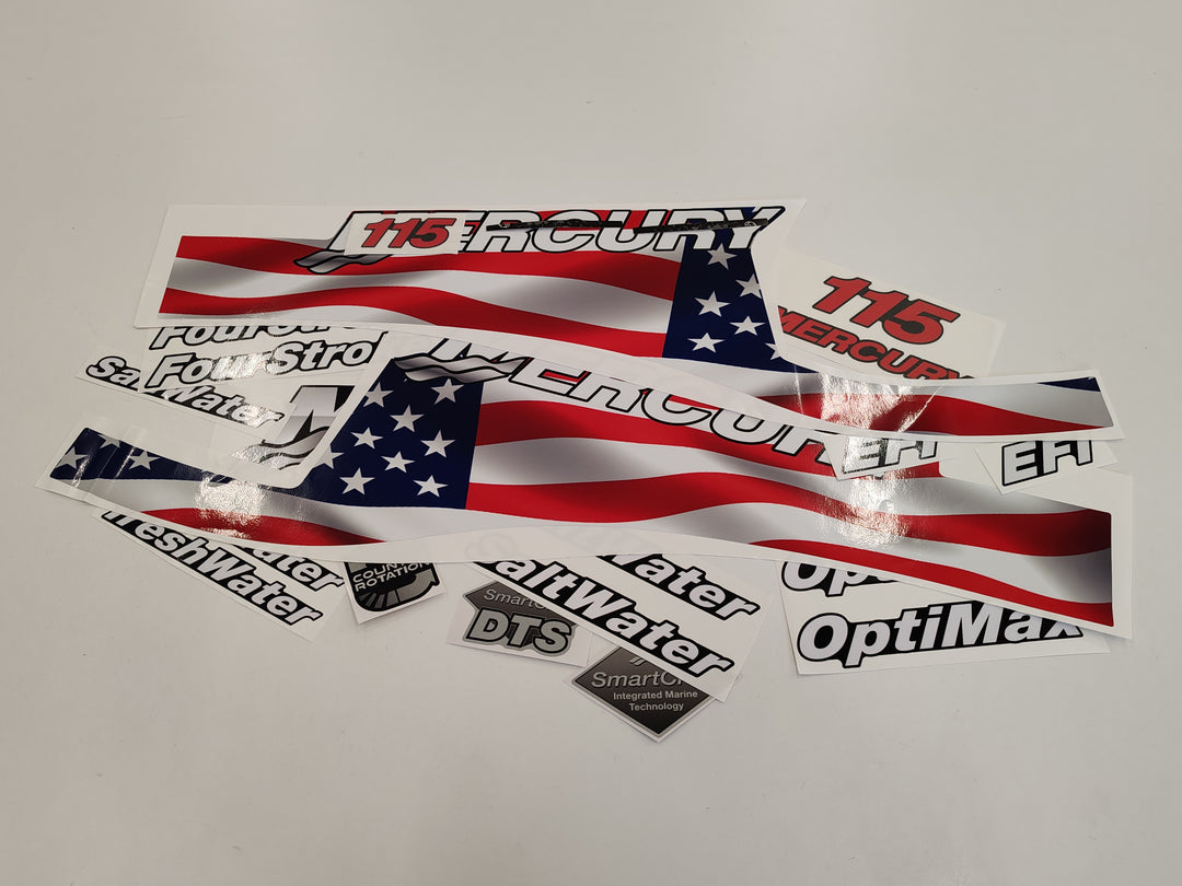 Mercury 115 US Flag FS Optimax Saltwater 1999-2004 outboard decal sticker set