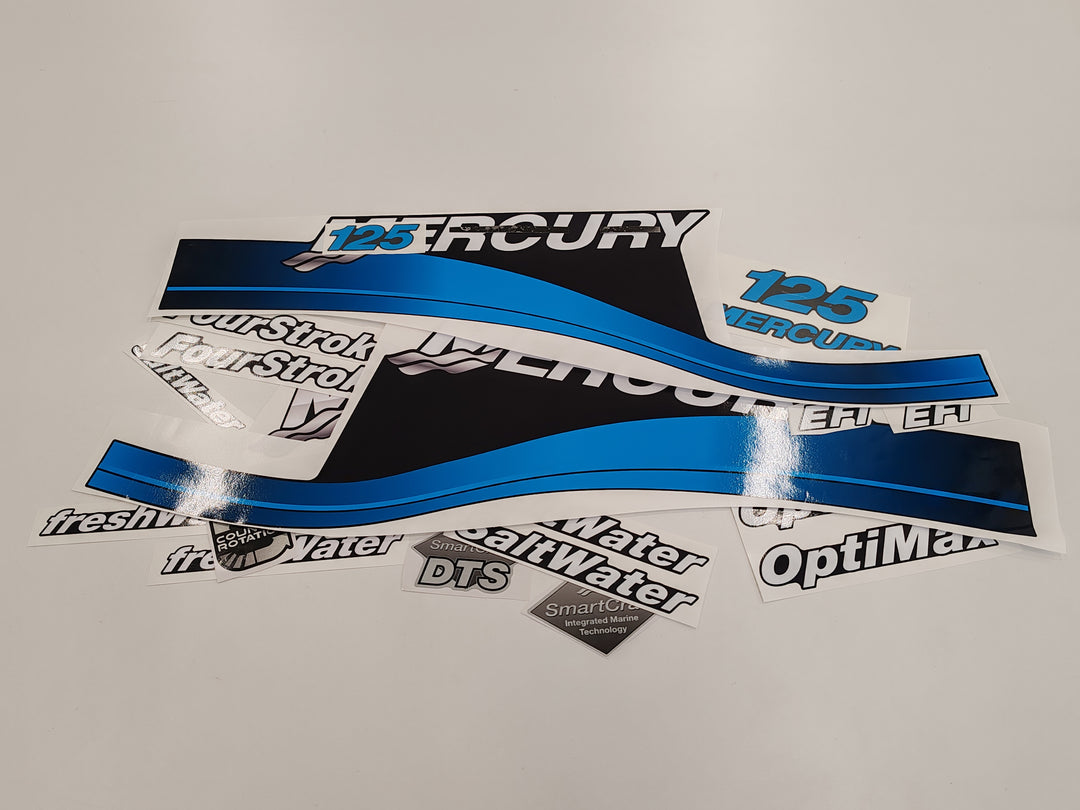 Mercury 125 (1999-2004) Blau Outboard Compatible Replacement Decal (Sticker) Set
