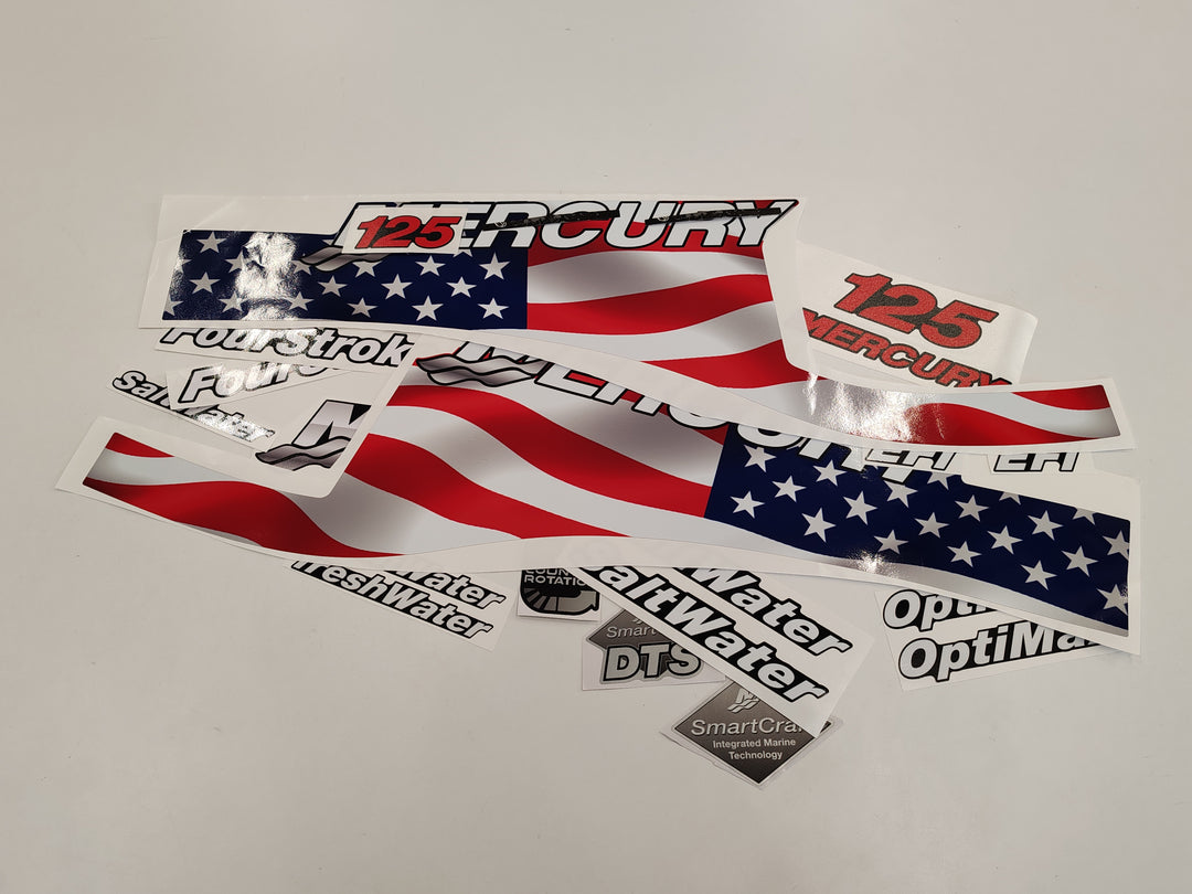 Mercury 125 US Flag FS Optimax Saltwater 1999-2004 outboard decal sticker set