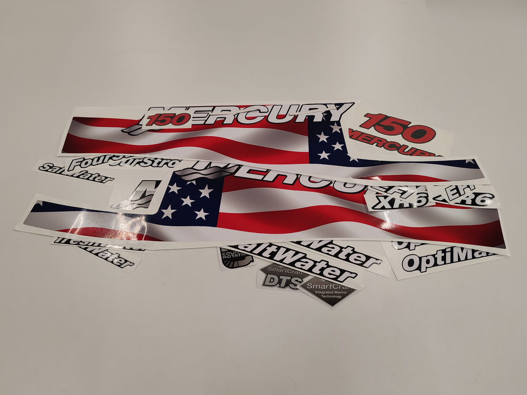 Mercury 150 US Flag FS Optimax Saltwater 1999-2004 outboard decal sticker set