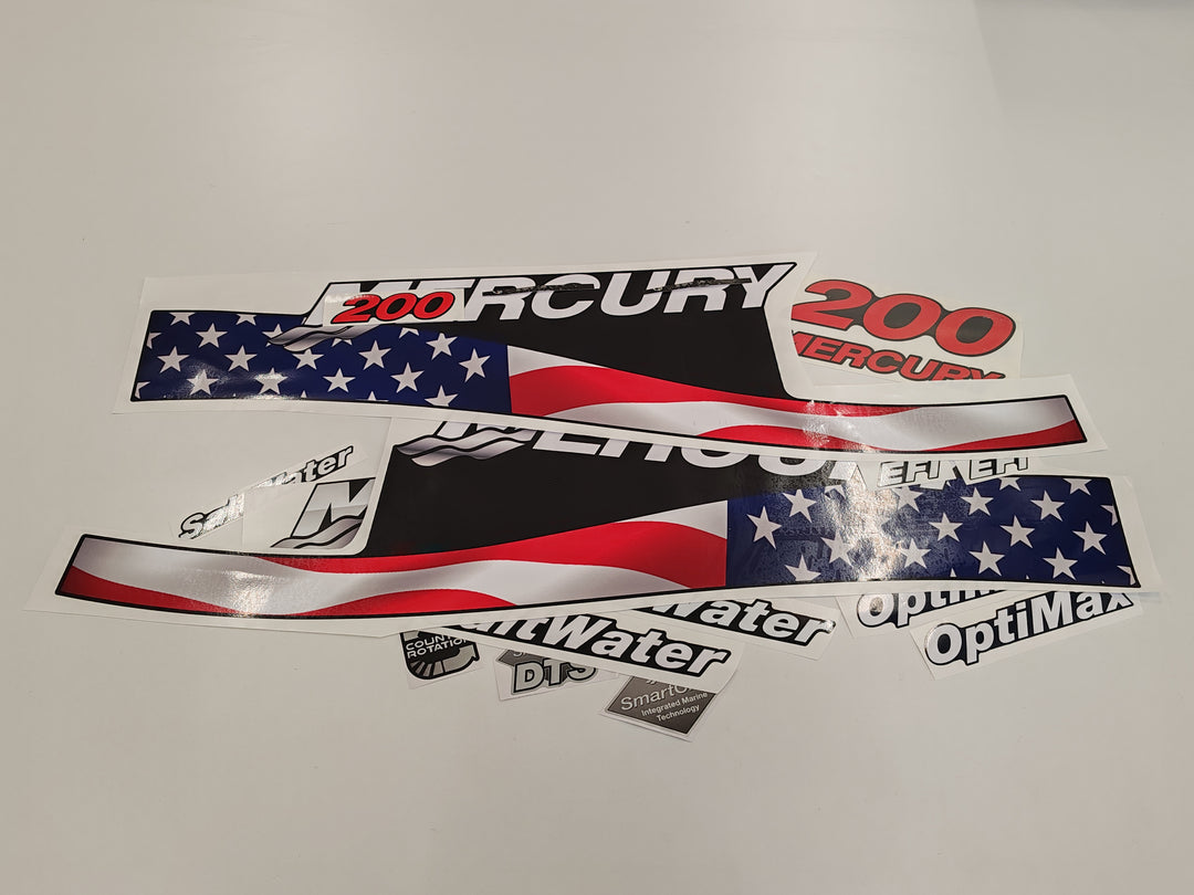 Mercury 200 US Flag EFI Saltwater 1999-2004 outboard decal sticker set