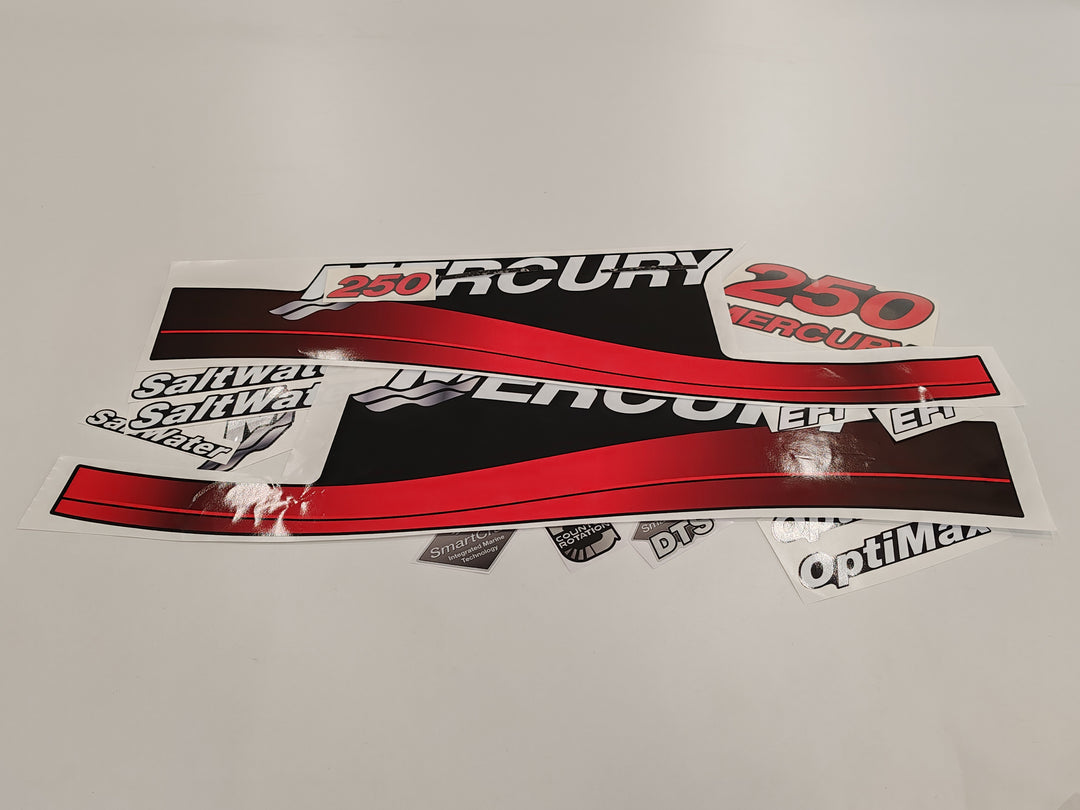 Mercury 250 EFI Saltwater 1999-2004 RED Aftermarket Replacement Outboard decal sticker set