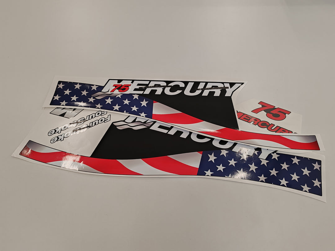 Mercury 75 Four Stroke US Flag (1999-2004) Outboard Decal /aufkleber / adesivo / Sticker Set