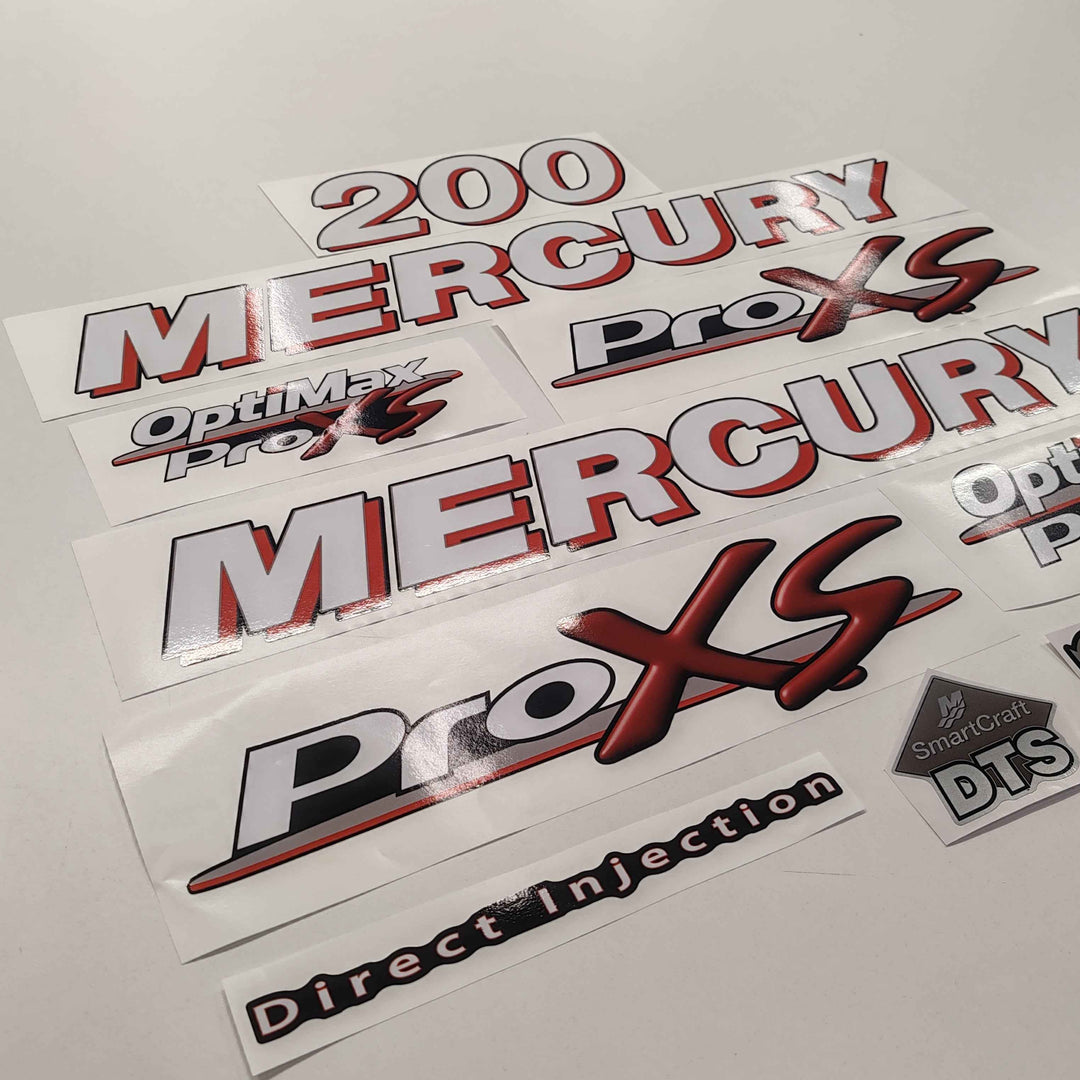 Mercury 225 ProXS OptiMax 2006-2012 Direct Injection Aftermarket Replacement Outboard Decal Sticker Set