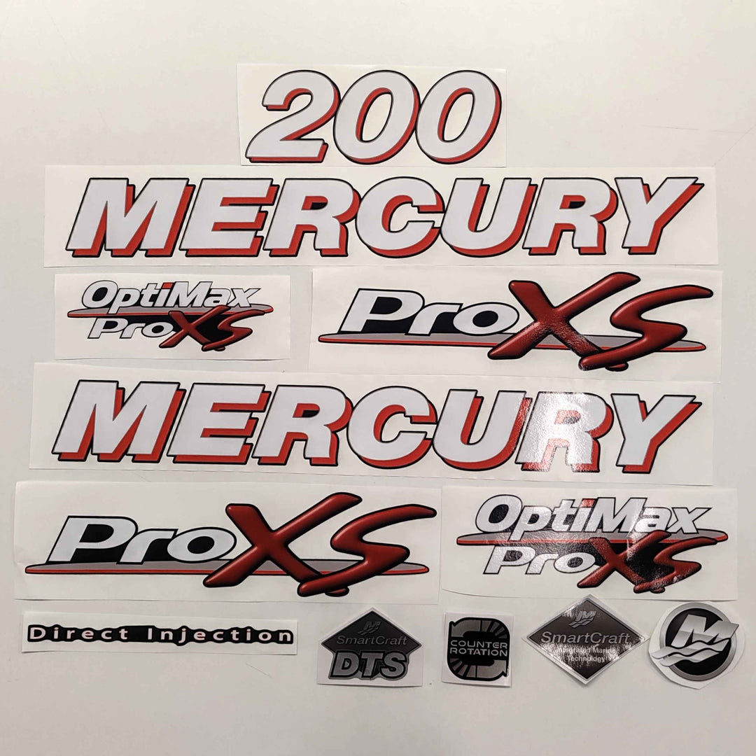 Mercury 225 ProXS OptiMax 2006-2012 Direct Injection Aftermarket Replacement Outboard Decal Sticker Set