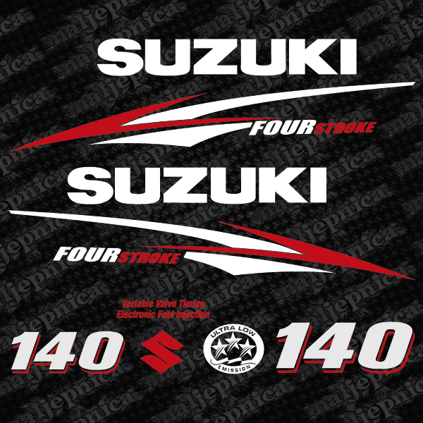 Suzuki 140 Four stroke (2010) outboard decal aufkleber adesivo sticker set replacement decal set