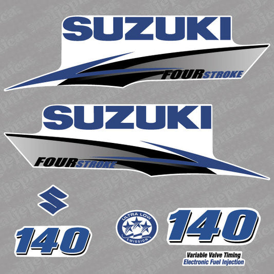 Suzuki 140 Four stroke (2010) blue outboard decal aufkleber adesivo sticker set replacement decal set