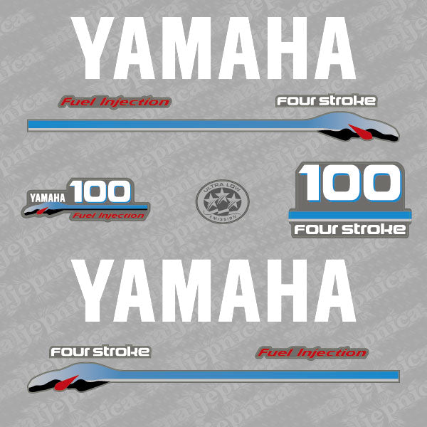 Yamaha 100 four stroke outboard (2000) decal aufkleber adesivo sticker set replacement decal set