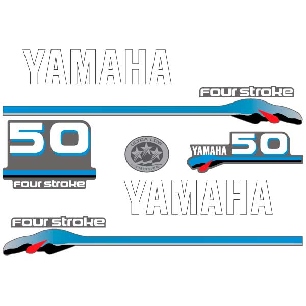 Yamaha 50 four stroke (2000g.) outboard decal aufkleber adesivo sticker set replacement decal set