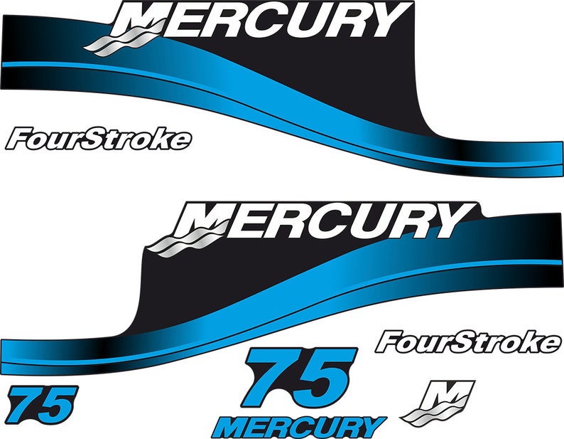 Mercury 75 hp 4-Stroke outboard engine Decal Set reproduction