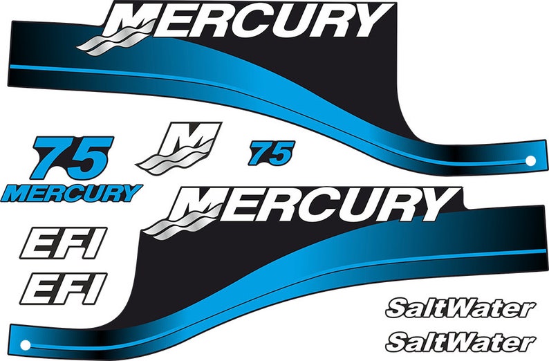 Mercury 75 hp EFI SaltWater outboard engine Decal Set reproduction