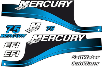Mercury 75 hp EFI SaltWater outboard engine Decal Set reproduction