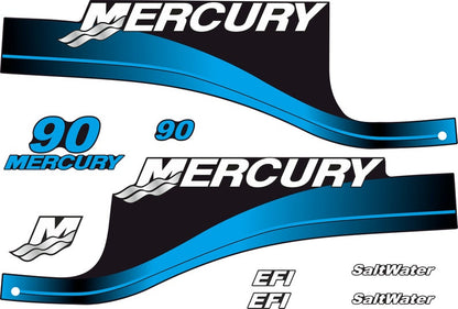 Mercury 90 hp EFI SaltWater outboard engine Decal Set reproduction