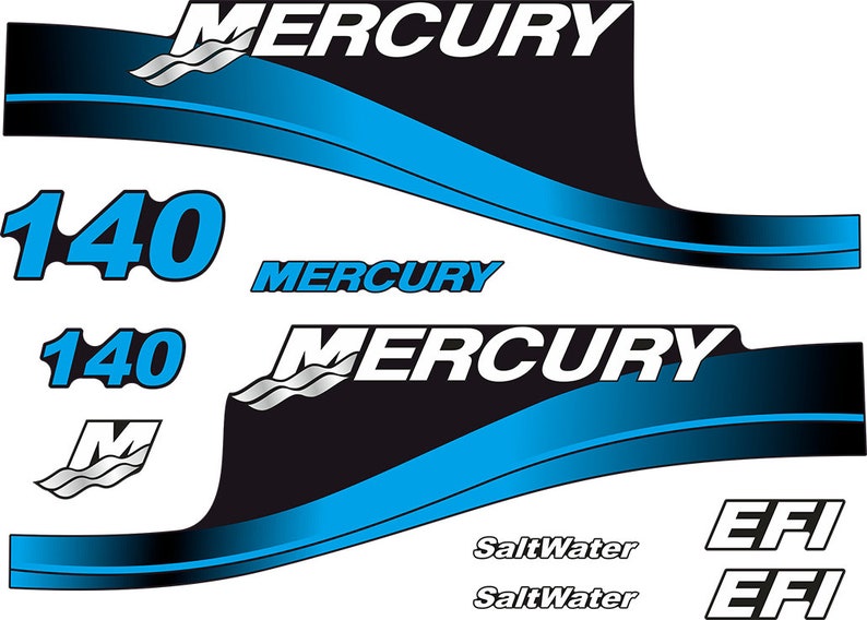 Mercury 140 hp EFI SaltWater outboard engine Decal Set reproduction