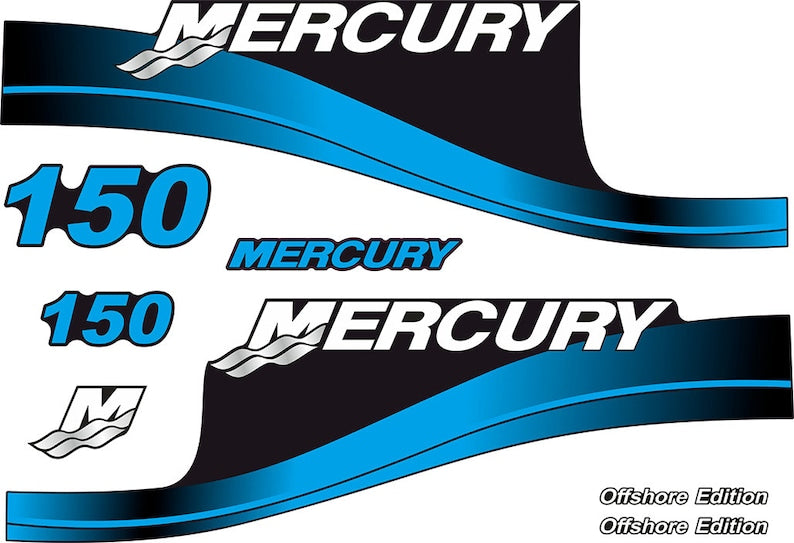 Mercury 150hp Offshore Edition outboard engine Decal Set