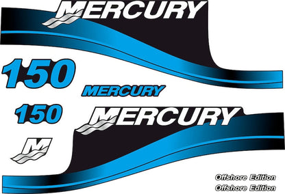 Mercury 150hp Offshore Edition outboard engine Decal Set
