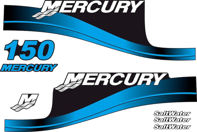 Mercury 150hp SaltWater Edition outboard engine Decal Set