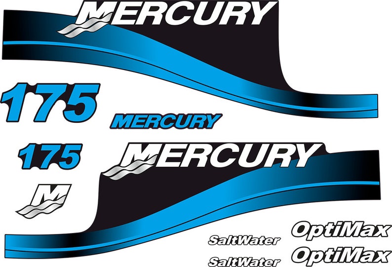 Mercury 175hp Optimax SaltWater outboard engine Decal Set
