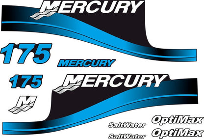 Mercury 175hp Optimax SaltWater outboard engine Decal Set