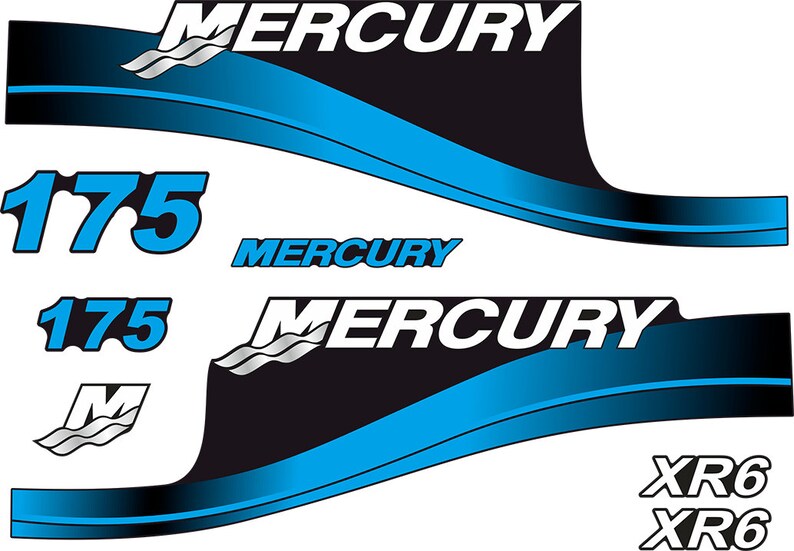 Mercury 175hp XR6 outboard engine Decal Set