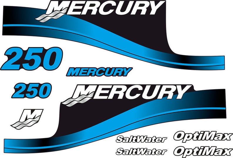 Mercury 250hp Optimax SaltWater Series outboard engine Decal Set