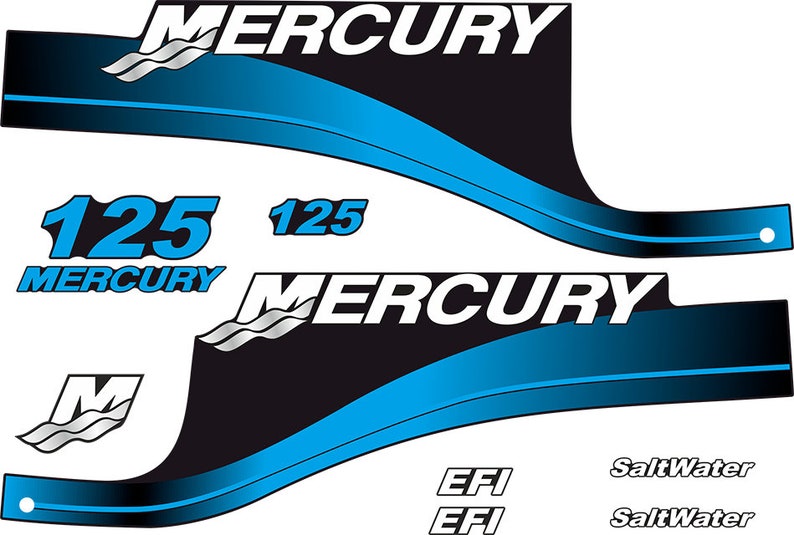 Mercury 125hp EFI SaltWater outboard engine Decal Set reproduction