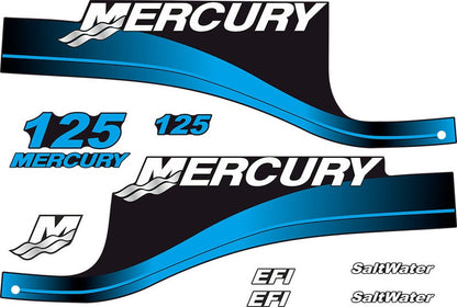 Mercury 125hp EFI SaltWater outboard engine Decal Set reproduction