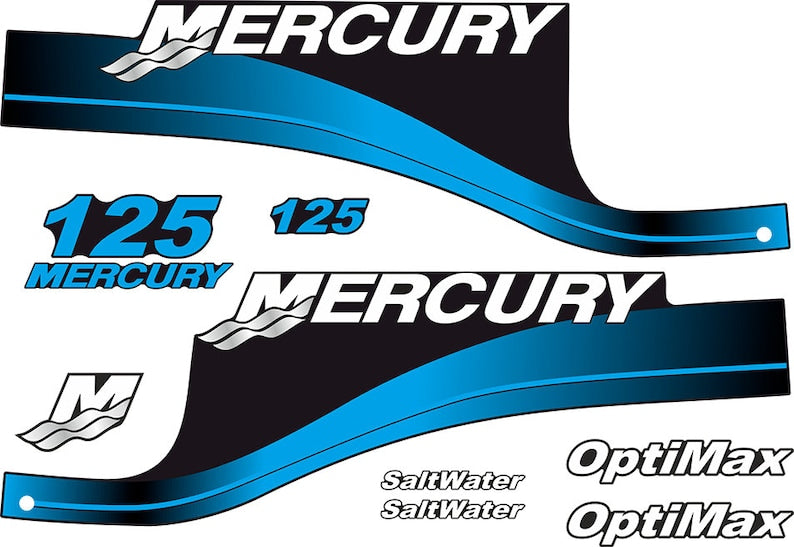 Mercury 125 hp Optimax SaltWater outboard engine Decal Set reproduction