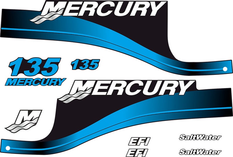 Mercury 135hp EFI SaltWater outboard engine Decal Set reproduction