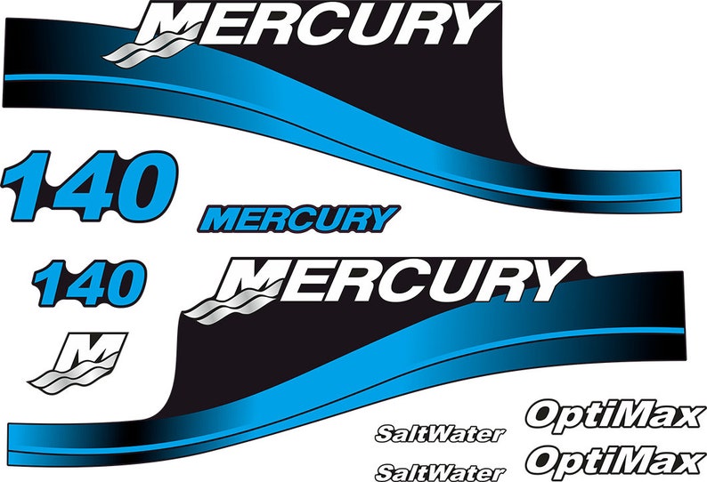 Mercury 140 hp Optimax SaltWater outboard engine Decal Set reproduction