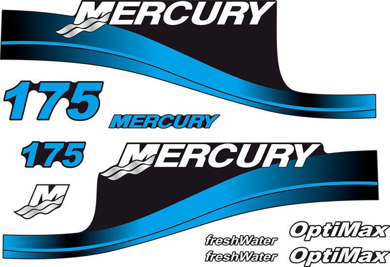 Mercury 175hp Optimax FreshWater outboard engine Decal Set