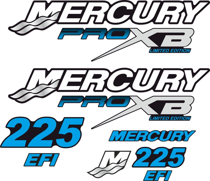 Mercury 225 HP Pro XB Limited Edition outboard engine Decal Set