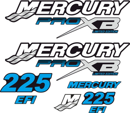 Mercury 225 HP Pro XB Limited Edition outboard engine Decal Set