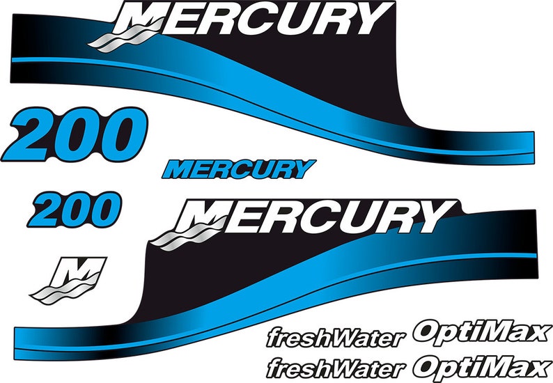 Mercury 200hp Optimax FreshWater outboard engine Decal Set