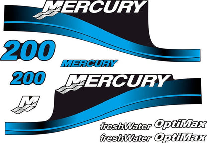Mercury 200hp Optimax FreshWater outboard engine Decal Set