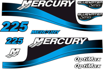 Mercury 225hp Optimax BlueWater Series outboard engine Decal Set