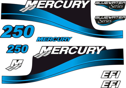 Mercury 250hp EFI BlueWater Series outboard engine Decal Set