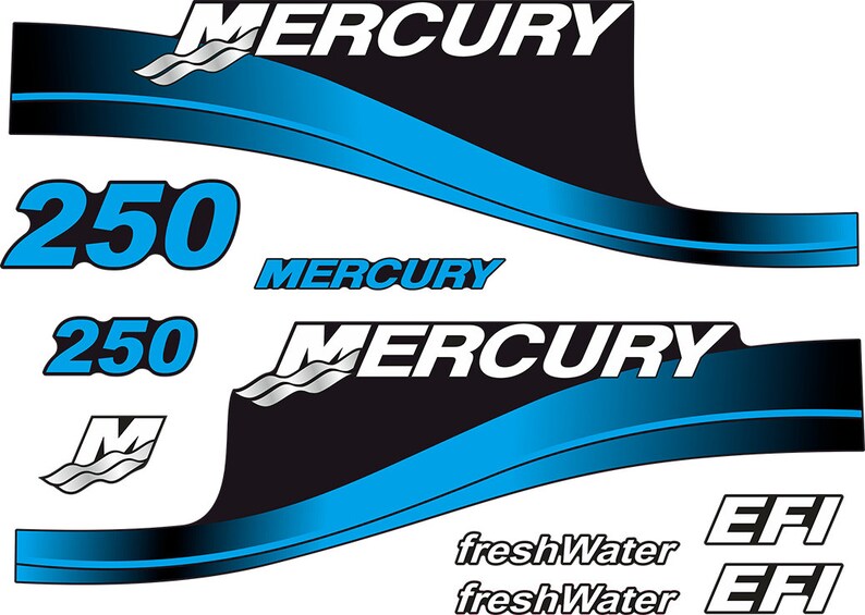 Mercury 250hp EFI FreshWater Series outboard engine Decal Set
