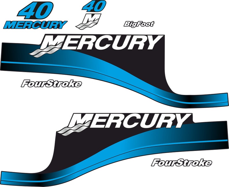 Mercury 40 hp 4-Stroke outboard engine Decal Set reproduction