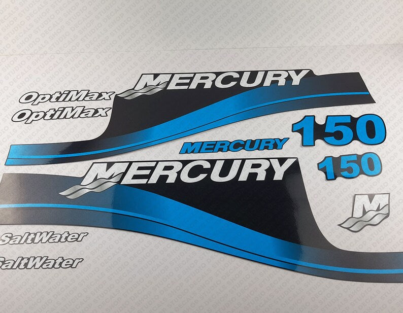 Mercury 150hp Optimax SaltWater outboard engine Decal Set