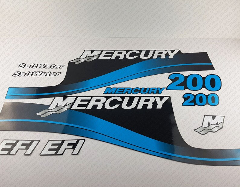 Mercury 200hp EFI SaltWater outboard engine Decal Set