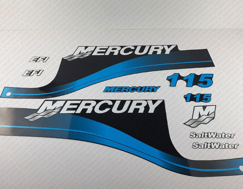 Mercury 115hp EFI SaltWater outboard engine Decal Set reproduction