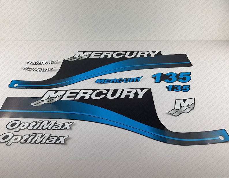 Mercury 135 hp Optimax SaltWater outboard engine Decal Set reproduction