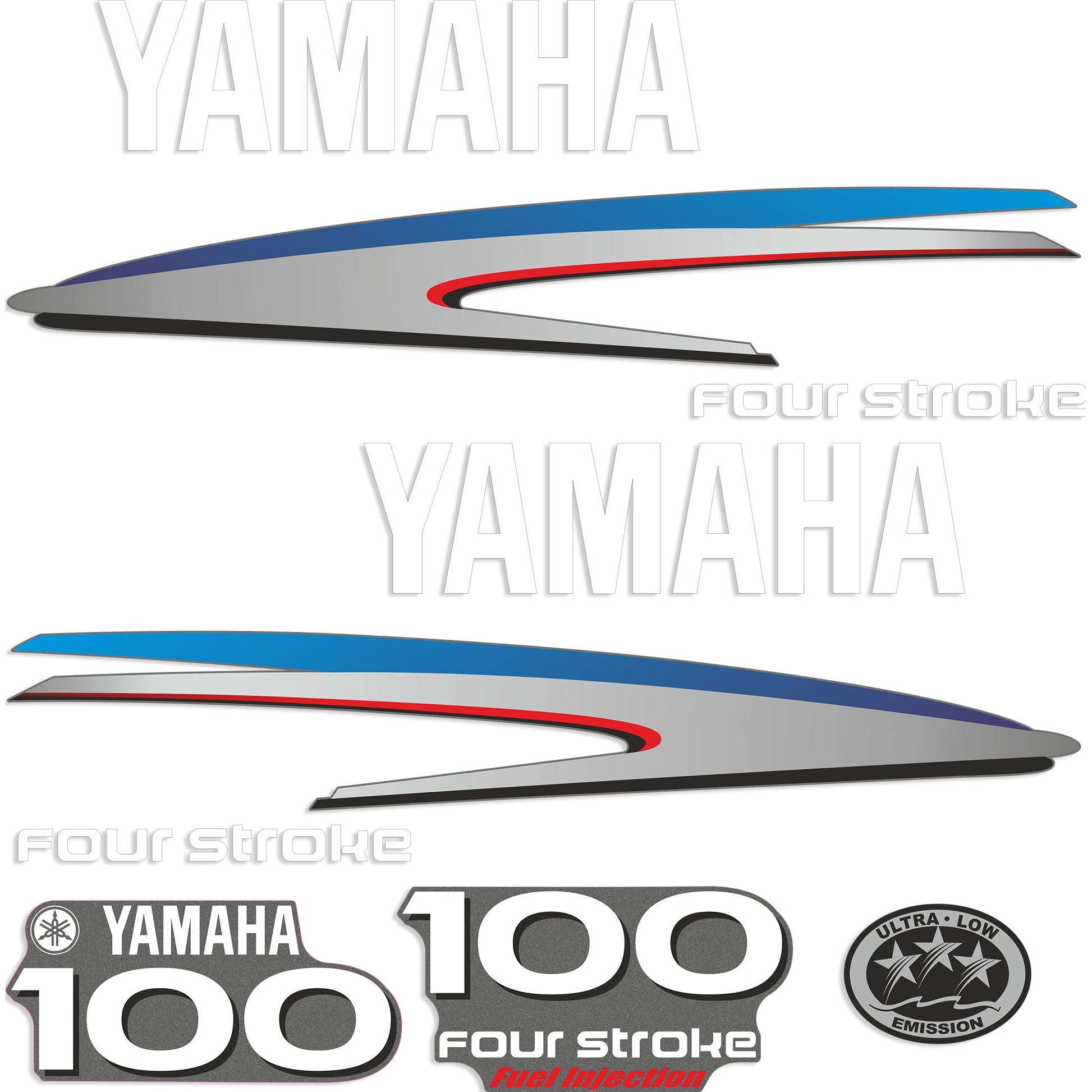 Yamaha 100 HP Four Stroke (2002-2006) Outboard Engine Decals Sticker Set Reproduction