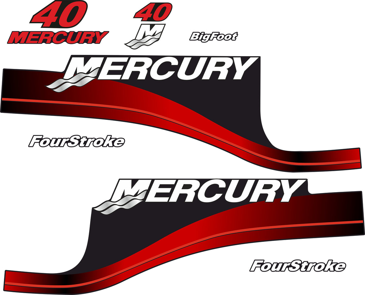 40kph Sticker Mercury 40 hp Four Stroke outboard engine decals sticker set reproduct ...