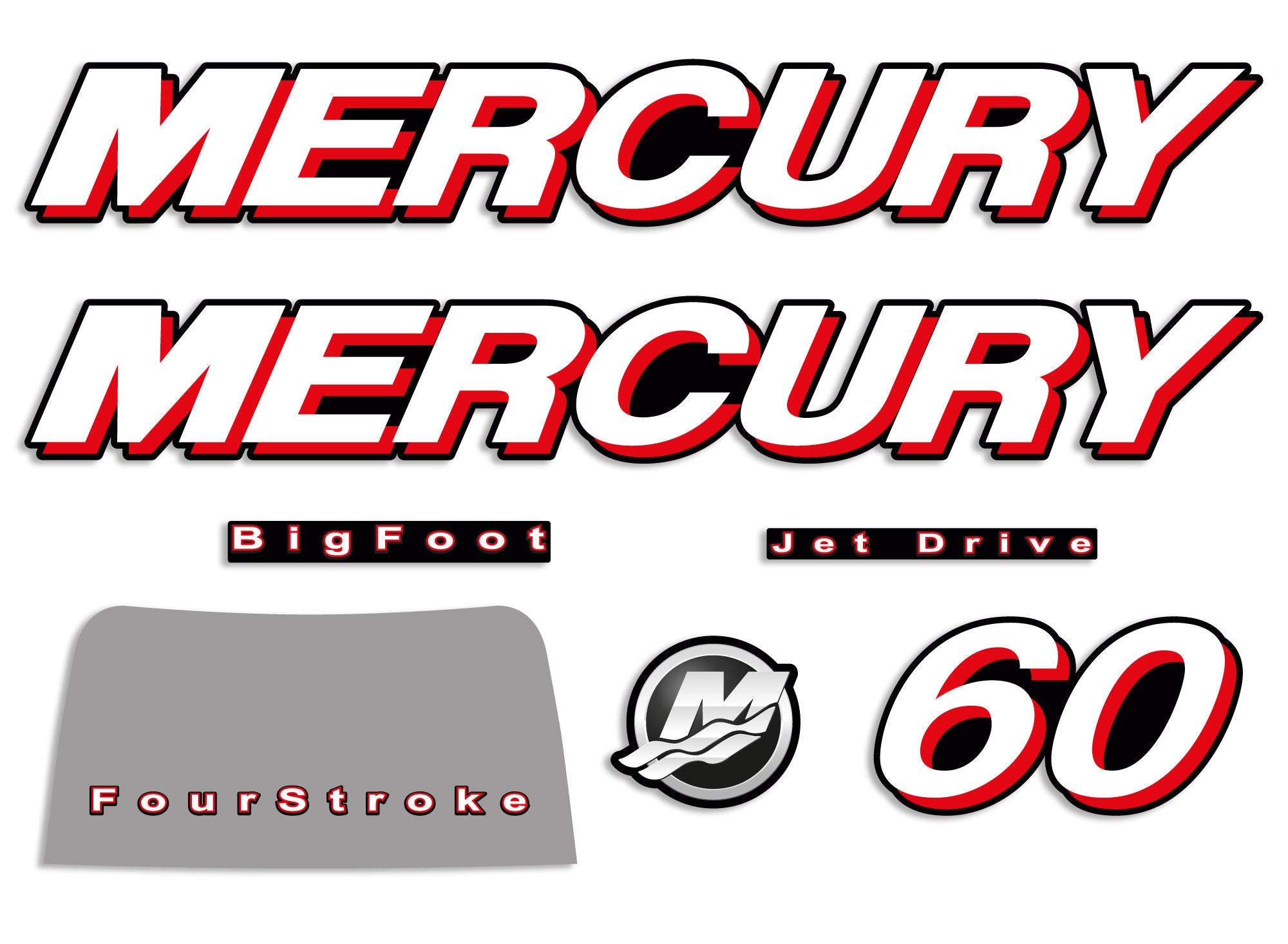Mercury Racing Outboard Decal Set Kit For Stroker Optimax 3.2L & 3.0L - E-Man Ink - Foto 6