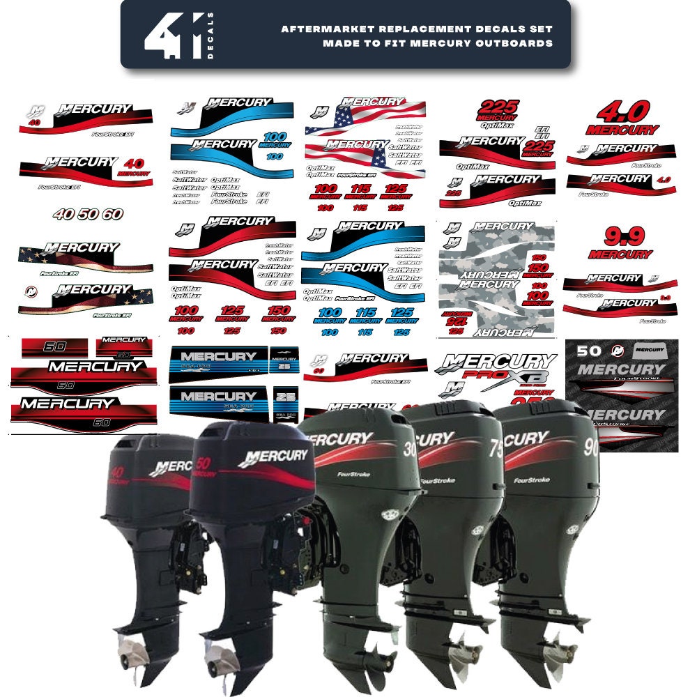 Mercury 20 Aftermarket Replacement Decals 1994-1998 Outboard sticker set