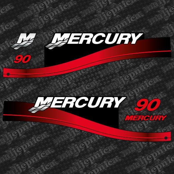 Mercury 90 TS 1999-2004 Red / Blue / US2 Flag outboard decal sticker set
